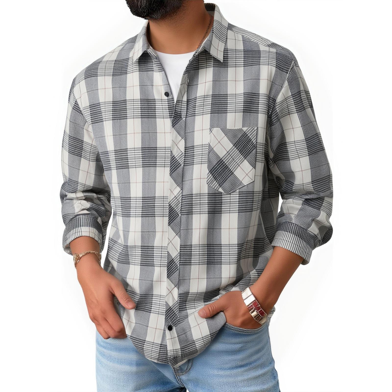 

Мужская Тренд Мода Досуг Универсальная Рубашка с отложным воротником и длинными рукавами M белый