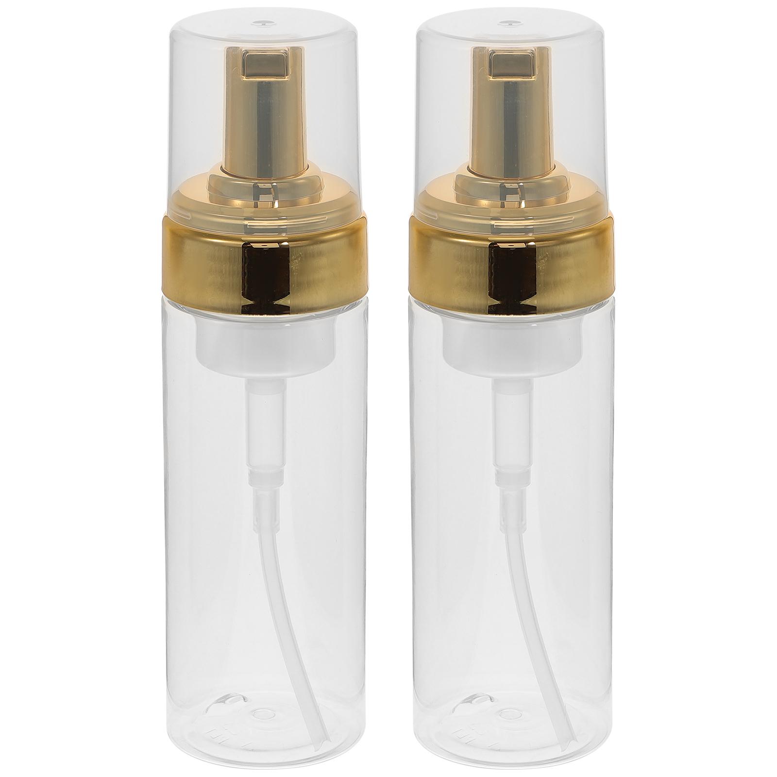 2Pcs Matte Travel Dispensing Bottles Transparent Durable Refillable Pump Bottles for Cosmetics Shampoo Storage 17X4.6X4.5CM