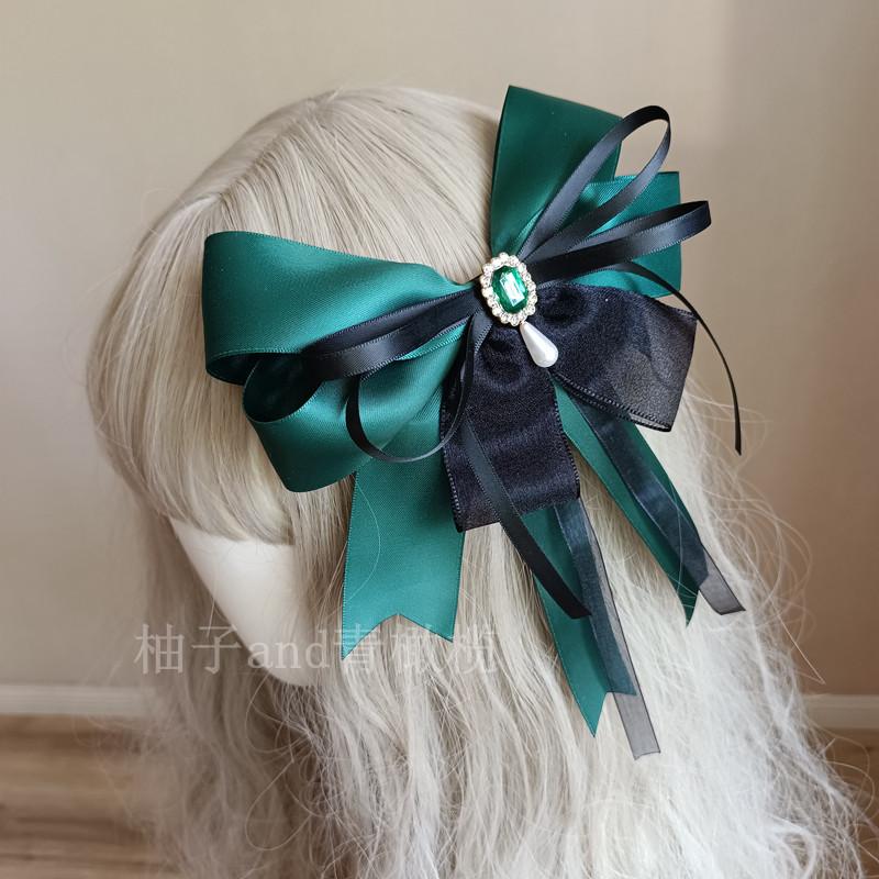 Dark Lolita Bow Hairpin Lolita Hair Accessories Hairclip Headgear Cos Collar Flower Hatsune Cosplay Accessories