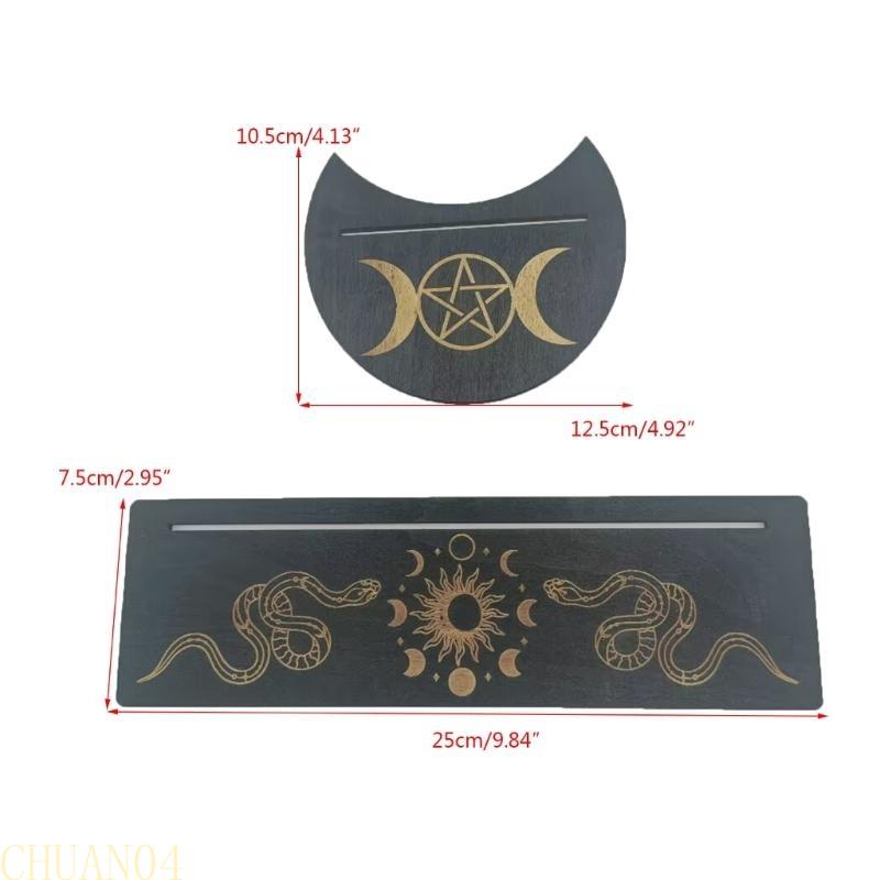 A1A2 Wooden Tarot Card Display Stand Rectangular Moon Shaped Tarot Card Holder Base Portable Serving Tray Tarot Accessories