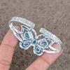 Blue Topaz Gemstone Handmade 925 Sterling Silver Cuff Bangle Adjustable KKG-110