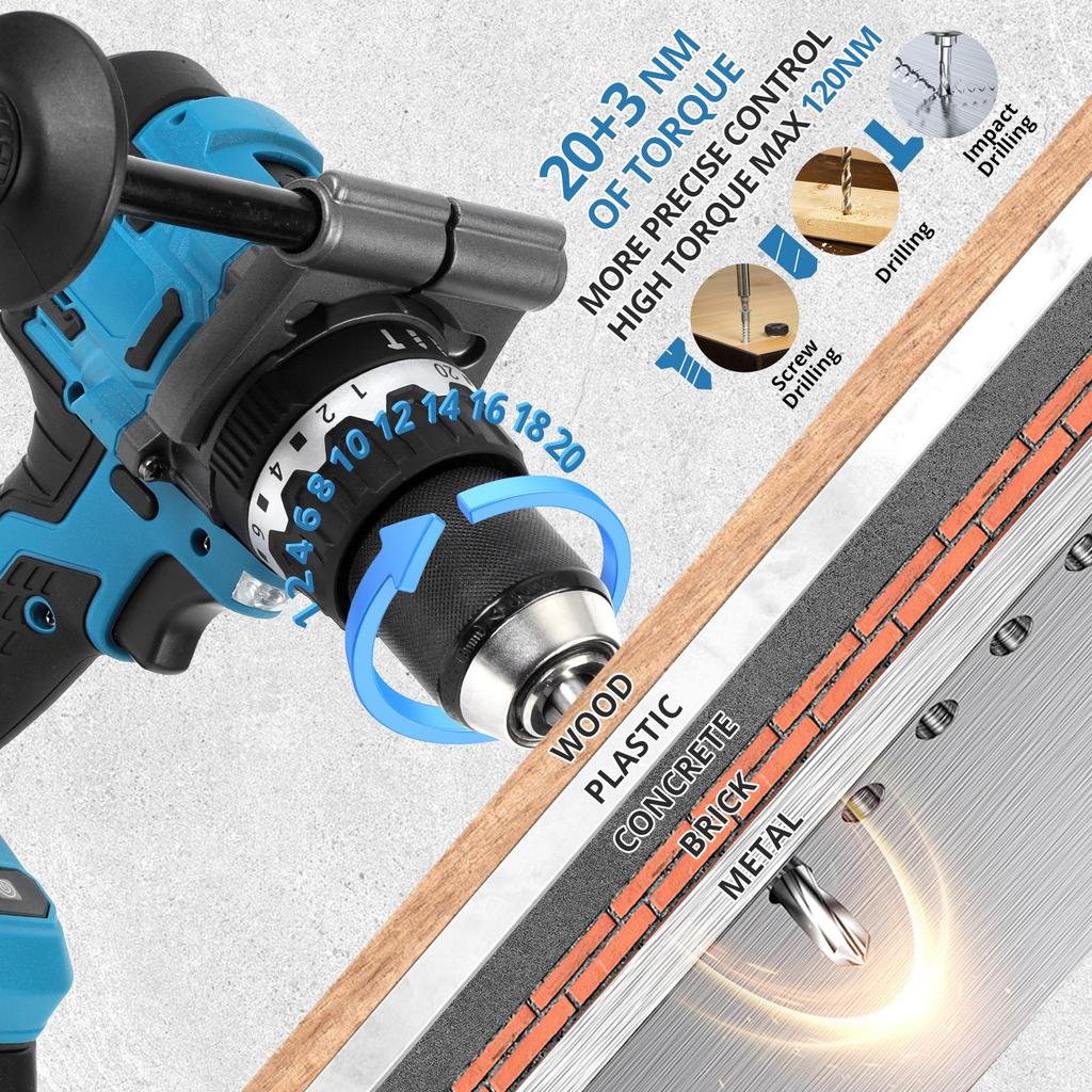 Multifunctional Brushless Impact Drill Set - Rechargeable Lithium Battery, Home & Industrial Dual-Use