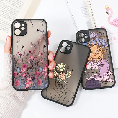 Shockproof Etui Flower Phone Case For iPhone 16 14 13 15 11 12 Pro Max 13 Mini 7 8 Plus SE Matte Clear Hard Cover Fundas Bags