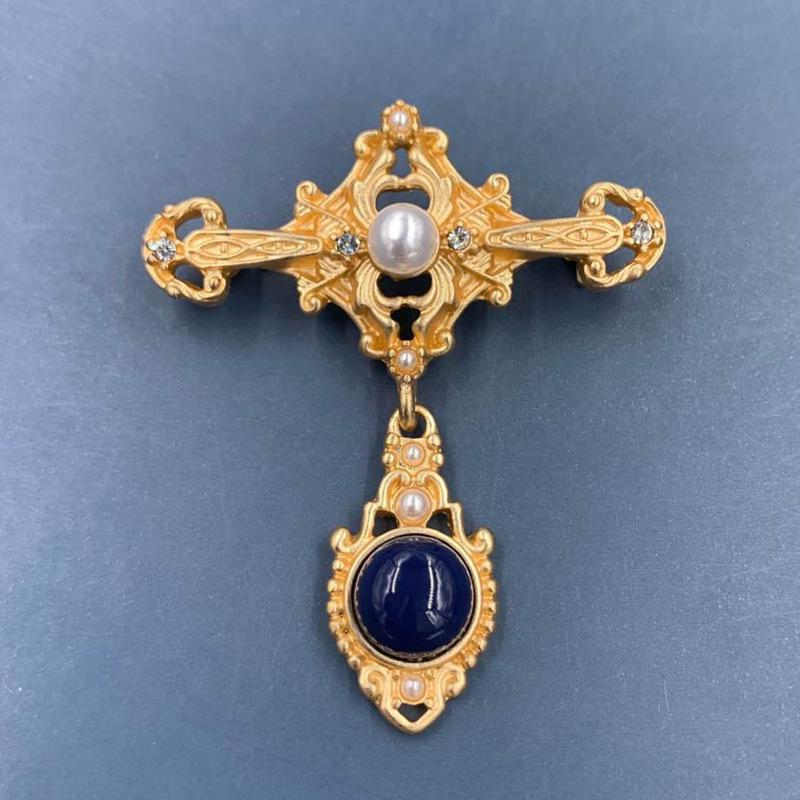 Retro Gold Barock Stern Mond Bogen Tulpe Ginkgo Brosche