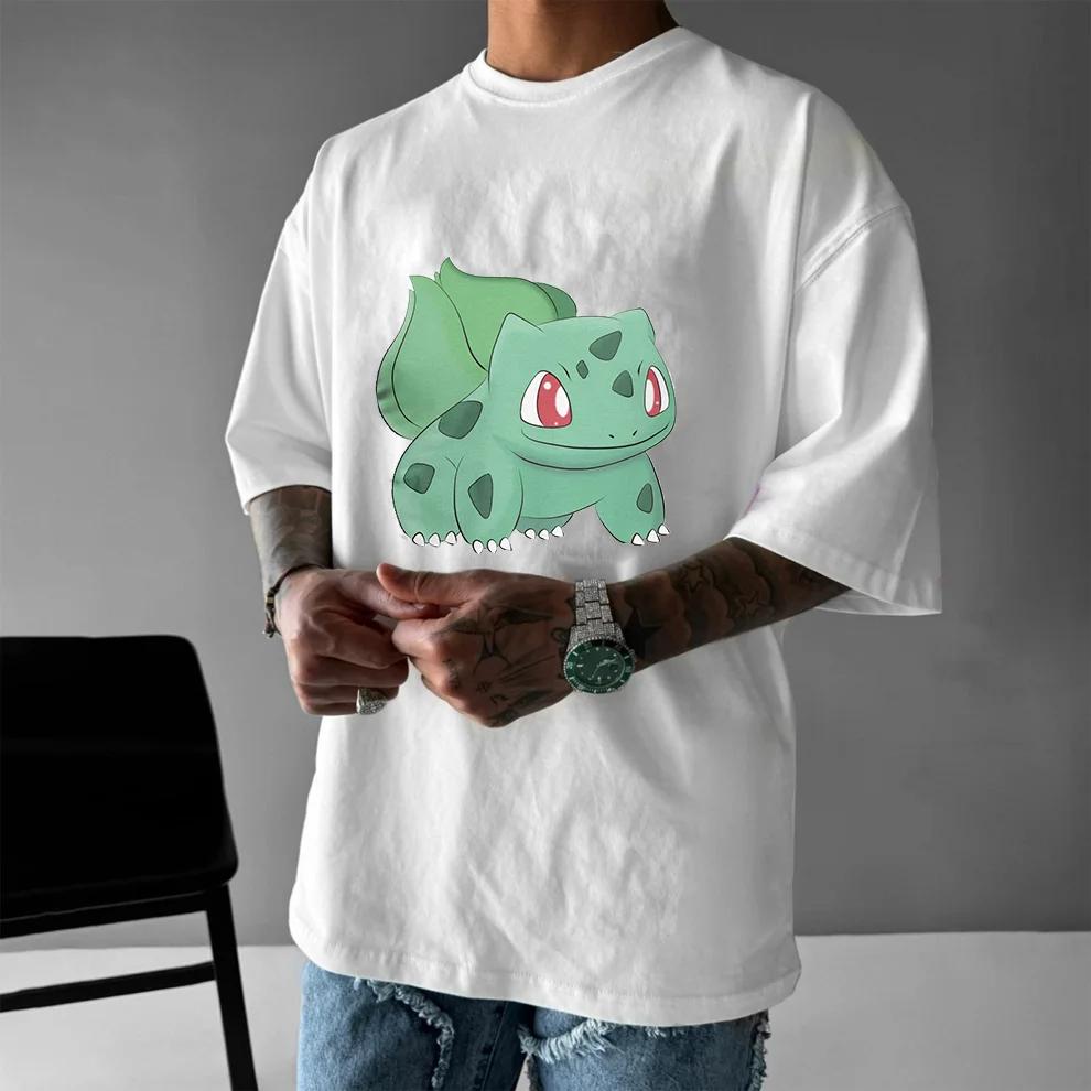 Miniso Anime Pokemon T-Shirt Sommerkleidung Kurzarm Psyduck T-Shirts Unisex Streetwear Lässig Niedlich Damen Coole T-Shirts Tee
