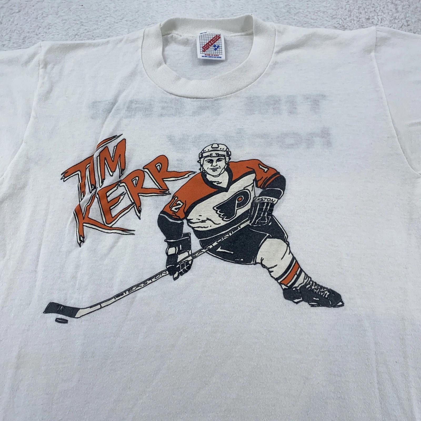 Vintage Tim Kerr Philadelphia Flyers T-Shirt Mens XS NHL Hockey School 80s S