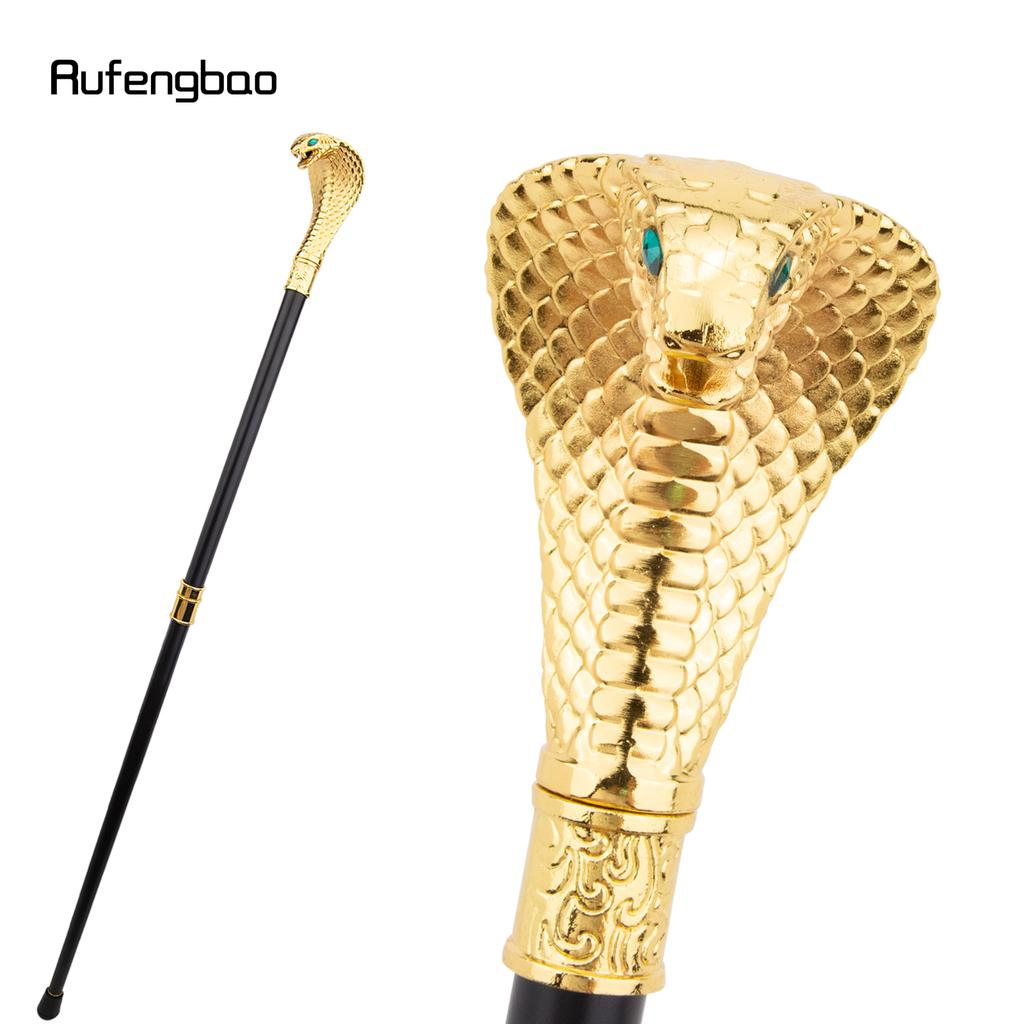 Goldener Luxus Kobra Schlangengriff Mode Gehstock für Party Dekoration Gehstock Eleganter Krummstab Knauf Gehstock 94cm