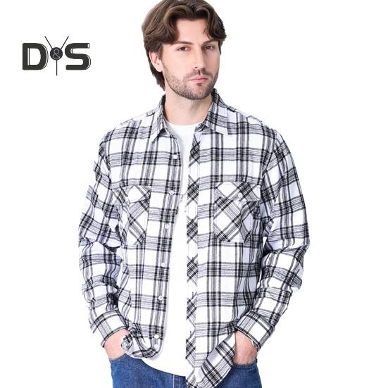 

Мужская рубашка с длинным рукавом, клетчатый топ с лацканами, свободный крой, повседневное фланелевое пальто для весны, осени, офиса, вечеринки, отпуска, дома, свидания S белый