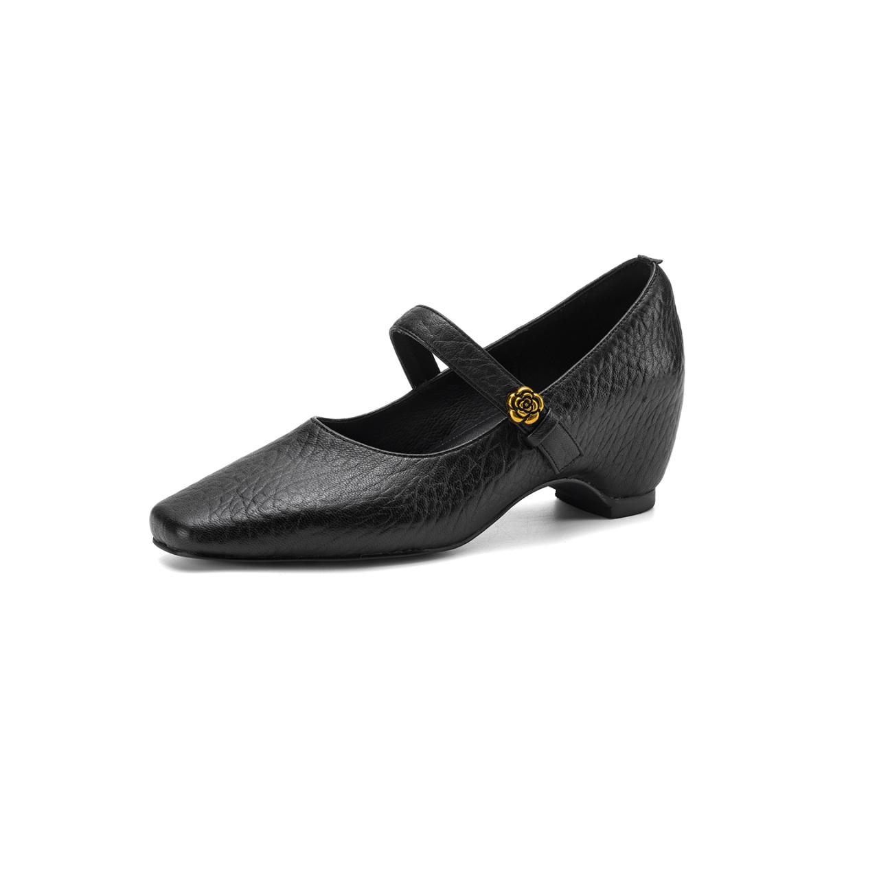 

Comfortable and Versatile Women s Shallow Single Shoes 2026 Spring Retro Style Chunky Heel Shallow Mouth 35 чёрный