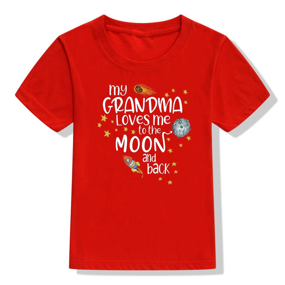 My Grandma Love Me To The Moon and Back Print Funny Kids T Shirt Toddler Unisex Short Sleeve T-shirt Fashion Boy Girl Streetwear