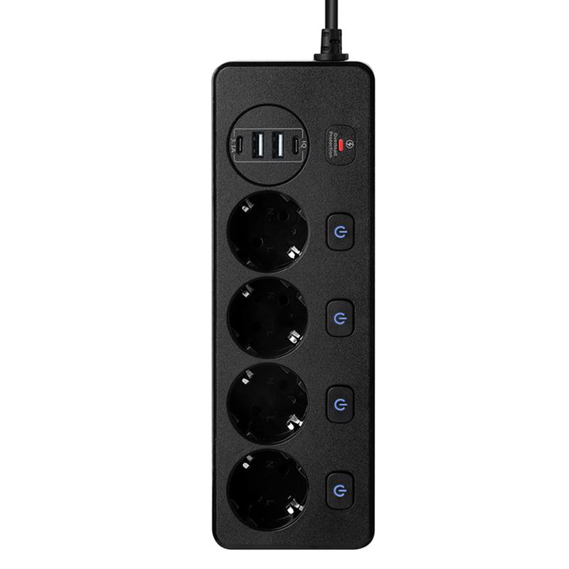 Ciabatta Elettrica 12 In 1 Da Incasso Con 8 Prese Schuko E 4 Porte USB (2x USB-C E 2x USB-A, PD 20W), Potenza Max 4000W, Cavo 2m, Interruttore, Viti E Clip Incluse, Per Scrivania E Camera