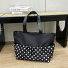 Polka Dot Large Capacity Tote Bag Lightweight Nyl Drawstring Closure Shoulder Bag Casual Multi-pocket Commuter Handbag