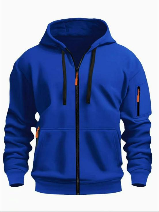 Europäischer Herren-Fleece-Kapuzenpullover Cardigan - Herbst/Winter Lässiger Sportstil, Kapuzenjacke Dick