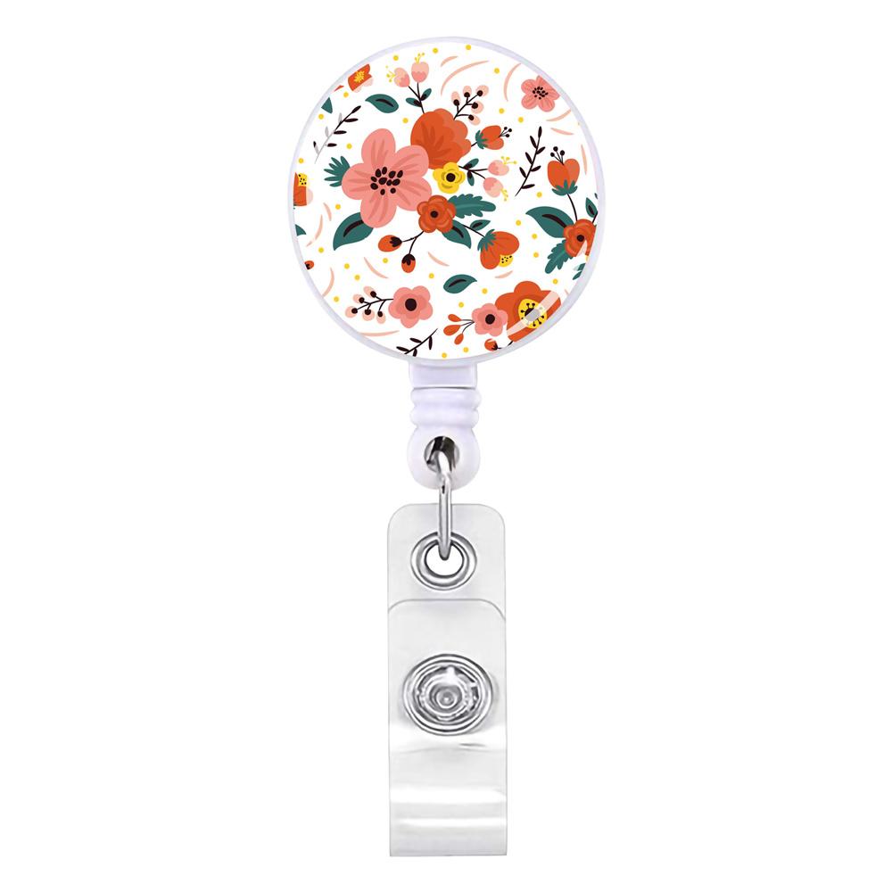 Flower Succulents Retractable Badge Reel Lanyards Id Name Card Badge Holder Nurse Student Employee Card Alligator Clip Supplies