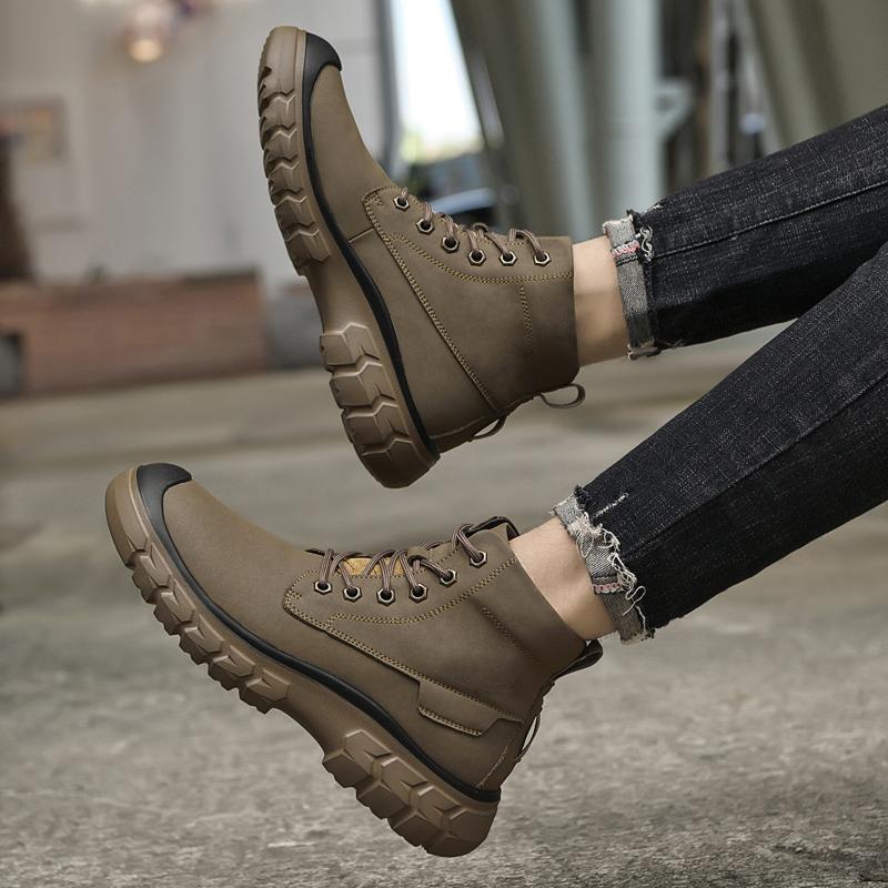 Fashion Men's genuine leather boots High quality minimalist and comfortable style Outdoor leisure street autumn and winter shoes
