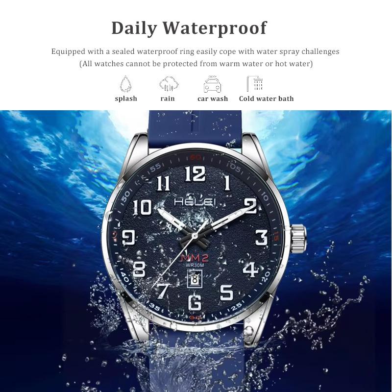 Mens Quartz Watch Large Dial Magnetic Silicone Strap, Luminous Hands Date, 30M Daily Waterproof Wrist Watches
