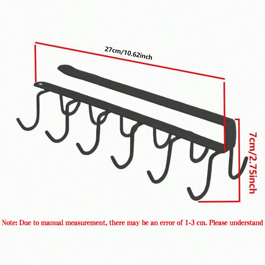 Metal Double Row Cup Hook Rack - Easy To Install, No Drilling Required, Space Saving Wall Mount For Kitchen And Home Organizatio