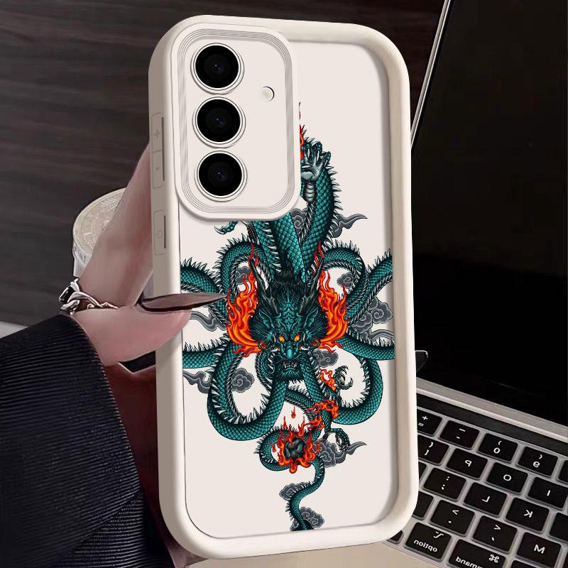 Dragon Clouds Line Art Pattern Tiger S25Ultra Phone Case For Samsung Galaxy S25 S24 S23 Ultra 5G S22 S20 Plus S21 FE Cover Funda