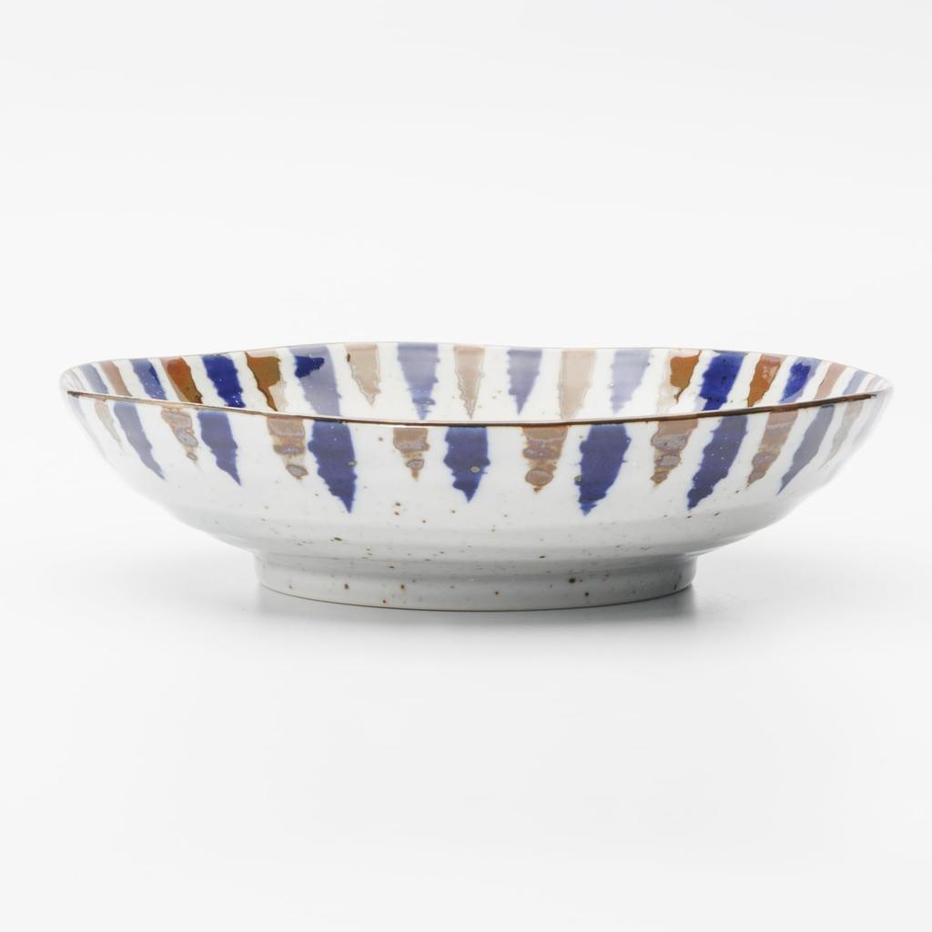 Mino ware dinnerware set of including a shallow a deep and a approximately 21cm in microwave and dishwasher made in product number 564608 "Fuchi