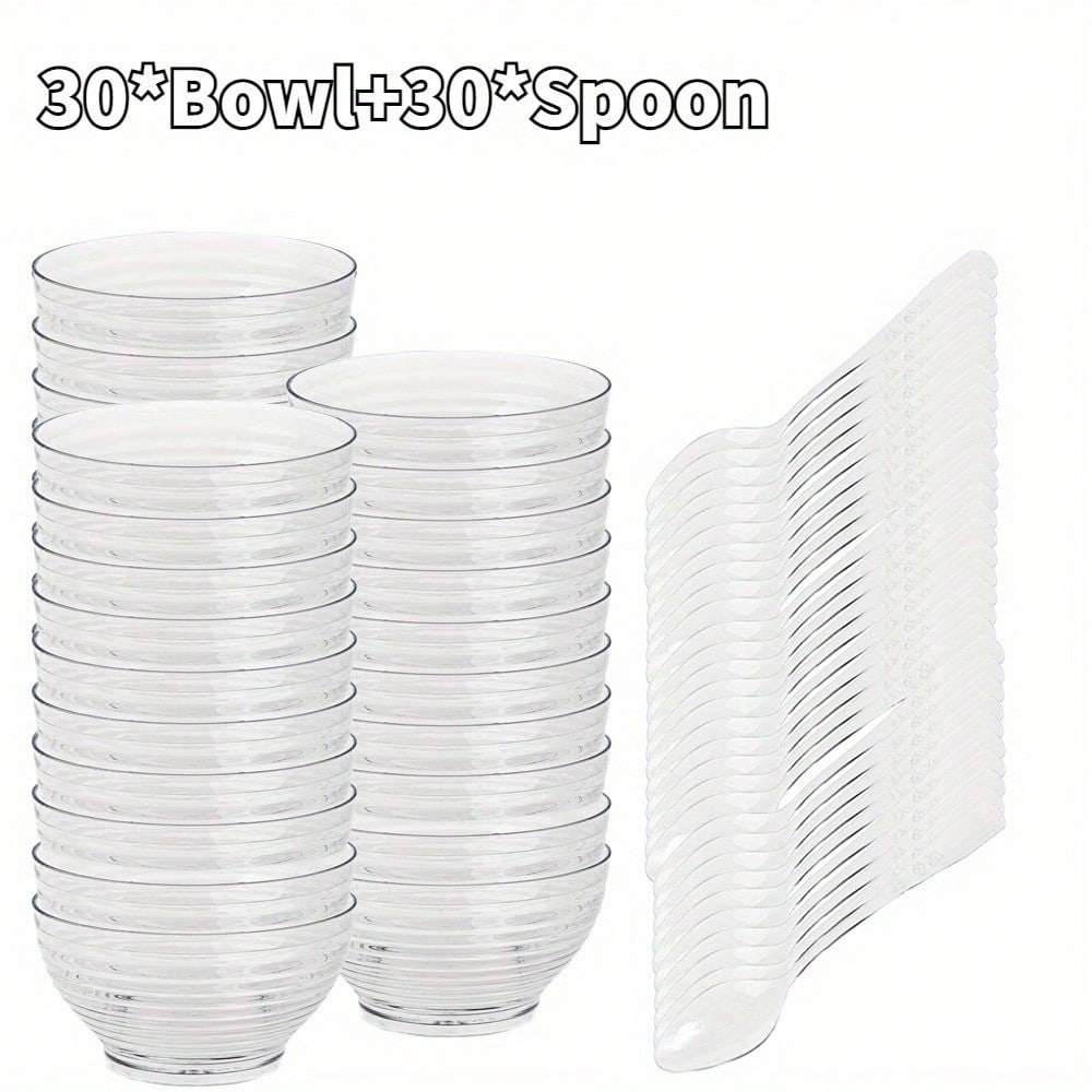 

Mini Dessert Bowl with Spoon Clear Disposable Ice Cream Pudding Snack Tray Wedding Party Supplies Household Salad Milkshake Cups