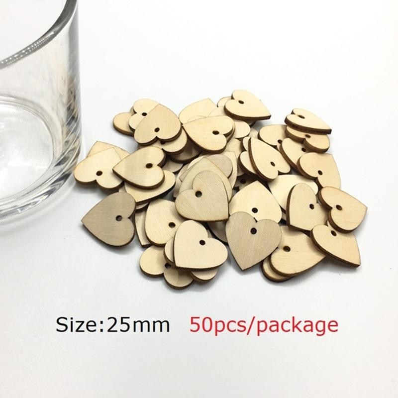 Handmade Wooden Love Heart Shaped Wedding Holiday Decorations Scrapbooking Wood Crafts DIY Birthday Party Supplies