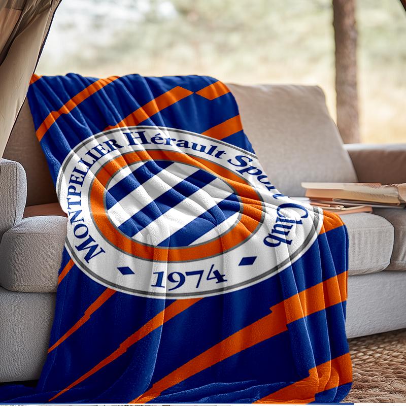 Montpellier Sc Crest Blanket Lightweight Ideal Bedding Blanket Perfect for Travel, Camping, Living Rooms, Offices, Sofas, Fan Christmas gift