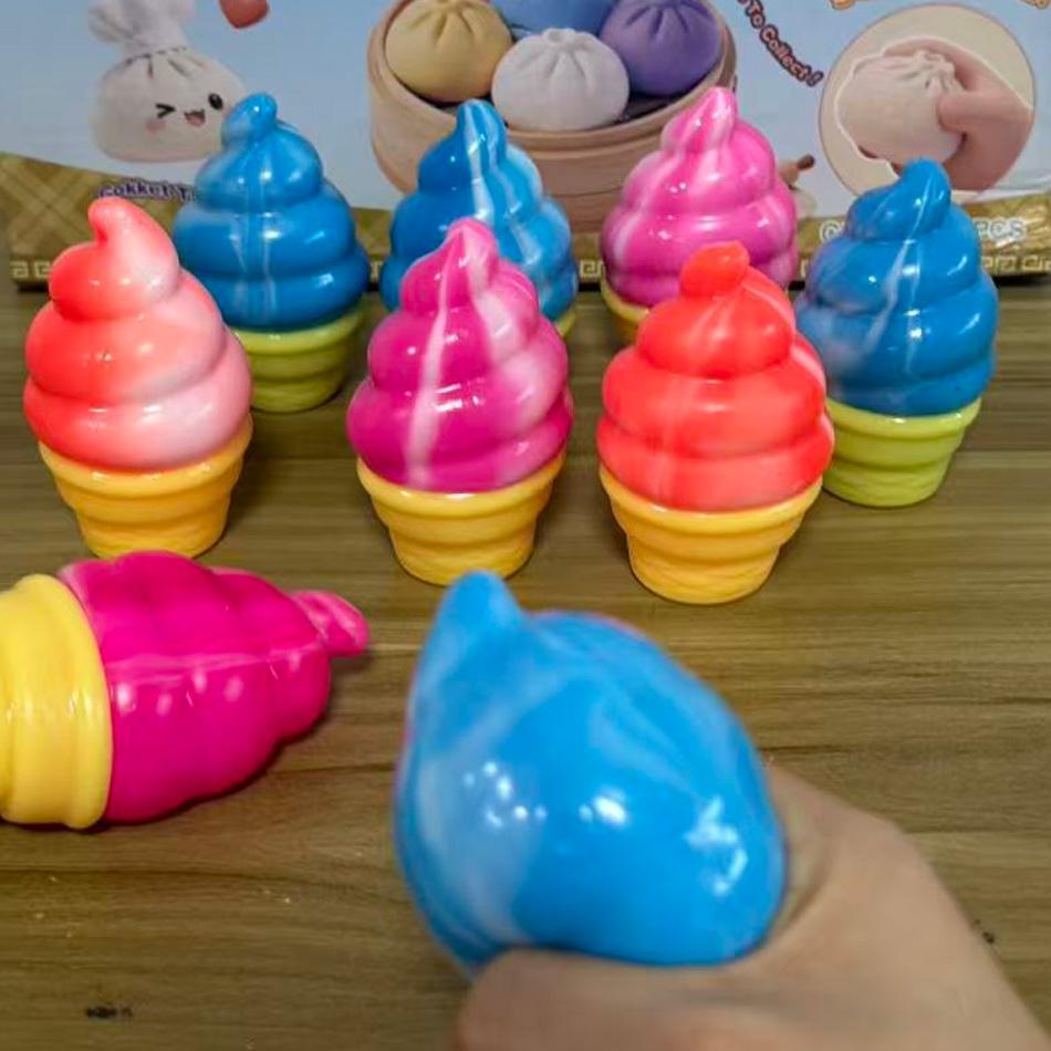 Juguete Squishy de Helado Simulado Súper Suave Rebote Lento Bola para Apretar Juguete Fidget Anti-Estrés para Adultos Niños Alivio de la Ansiedad