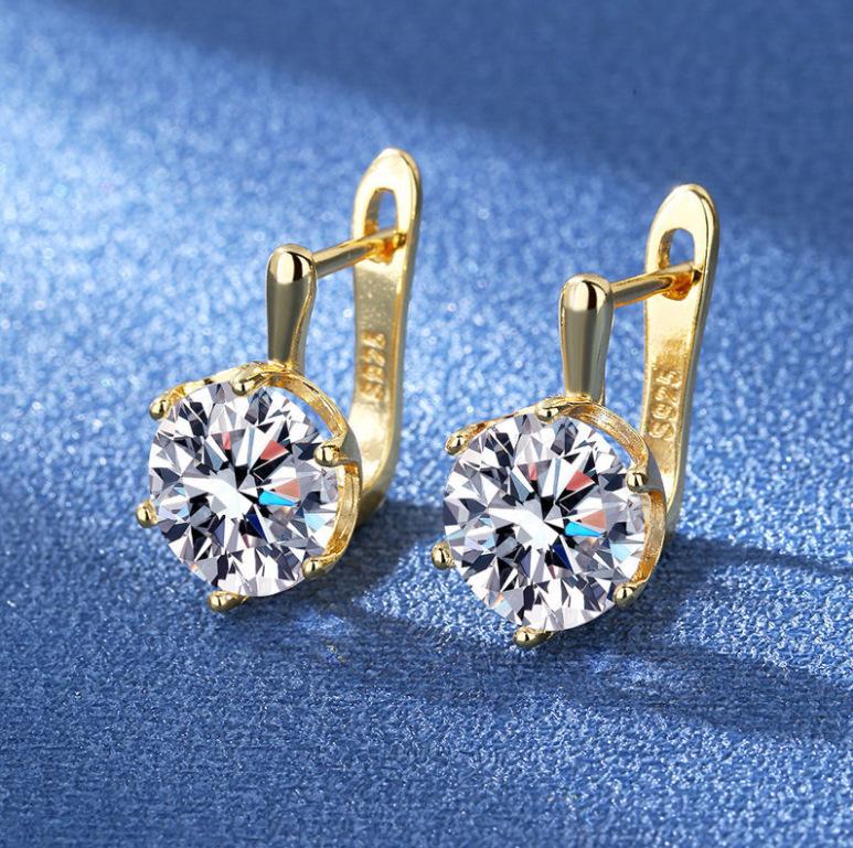 925 Sterling Silver Jewelry Women Fashion Cute Tiny Clear Crystal CZ Stud Earrings Gift for Girls Teens Lady E001