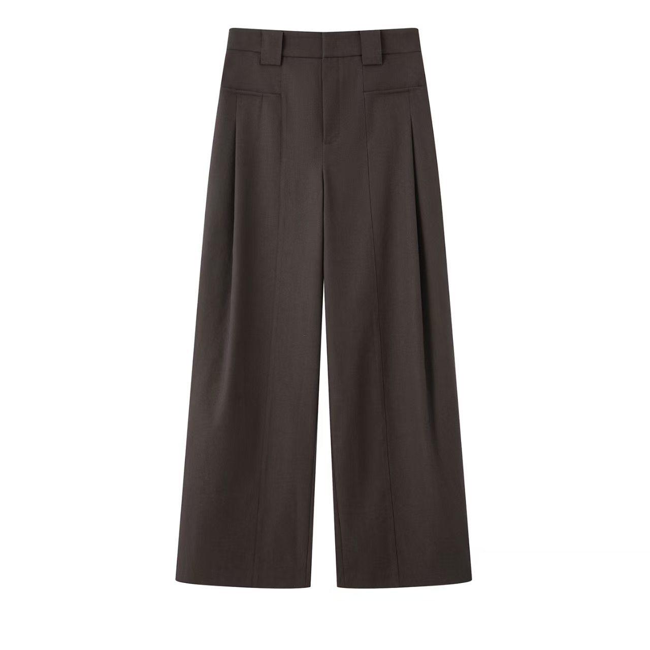 

2026 Spring High-Waisted Slimming Wide-Leg Commuter Pants L256615 Small какао/каштановый