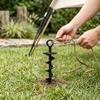 4 Pack 15 Inch Heavy Duty Ground  S Spiral Tent Stakes with T Bar Wrench Nut Wrench   Carry Bag for Camping Shed Trampoline RV  