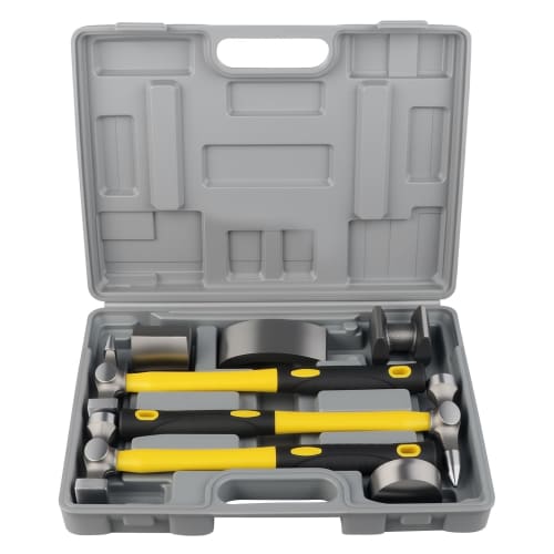 DAYUAN Sheet Metal Hammer and Dolly Set, 7-Piece Set with 3 Hammers and 4 Dolly Types, for Automotive Work, Metalworking, Maintenance, Dent Repair, an