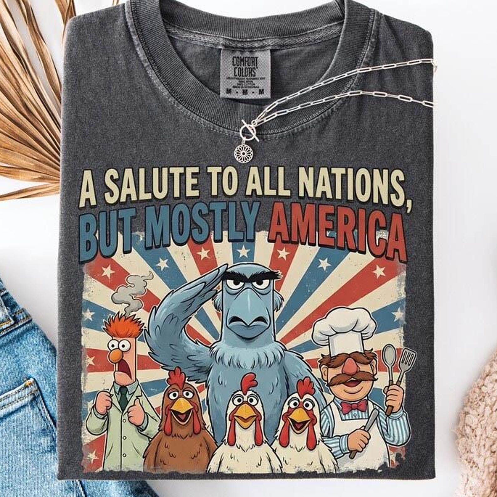 A Salute To All Nations But Mostly America Shirt, Sam the Eagle, Muppet Vision 3D, Patriotic Disney World Tee, 4th of July, Epcot Shirt S