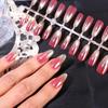 High-End Gradient Cat Eye Electroplated Red Glass Nail Tips