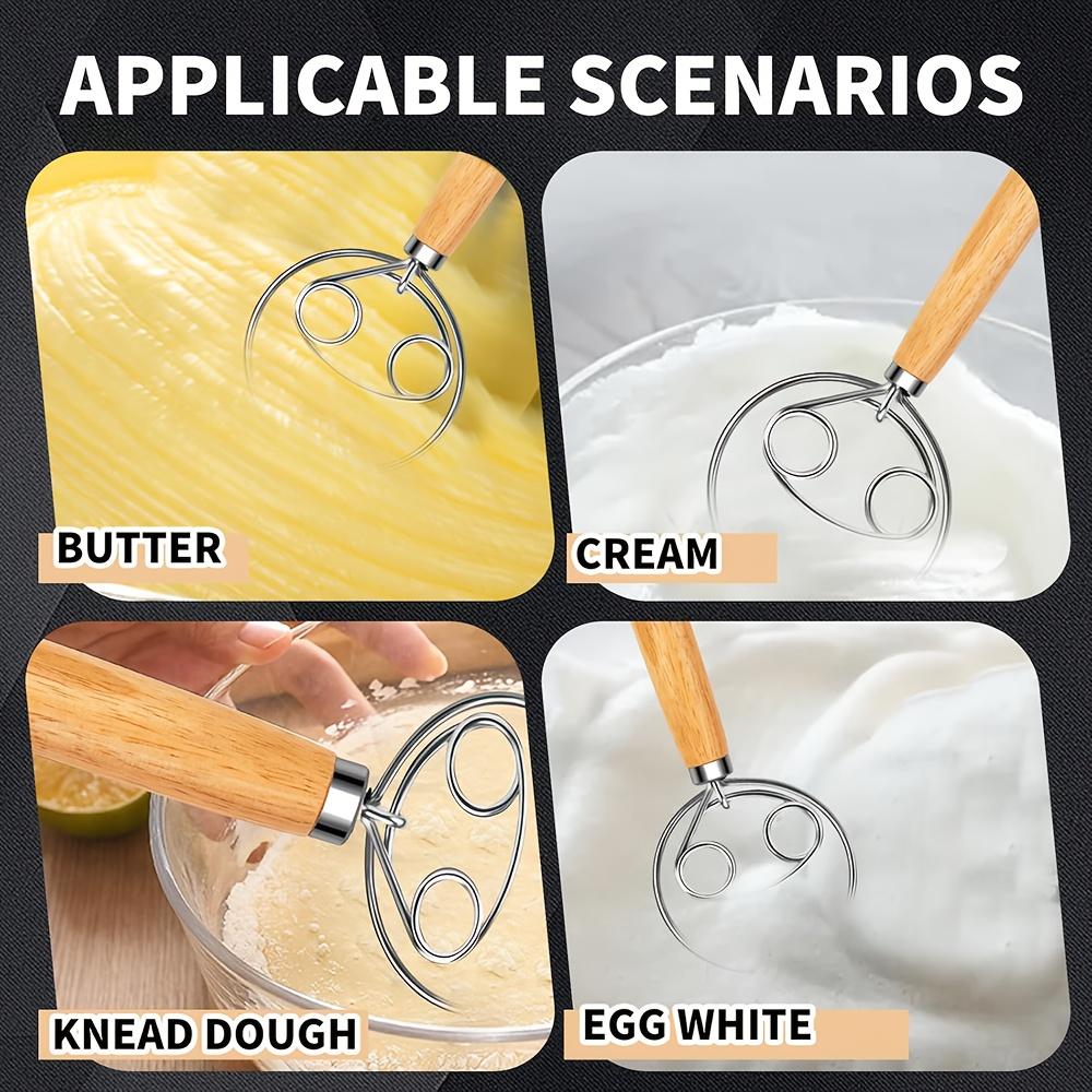 Large Hand Danish Dough Whisk Bread Mixer Stainless Steel Cake Pastry Dough Mixer Stick Egg Beater Kitchen Baking Blender Tools