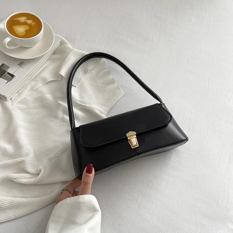 Women Retro Tote Bag Trendy Vintage Underarm Bag Portable Casual PU Leather Solid Color Simple Handle Handbags Shoulder Bag