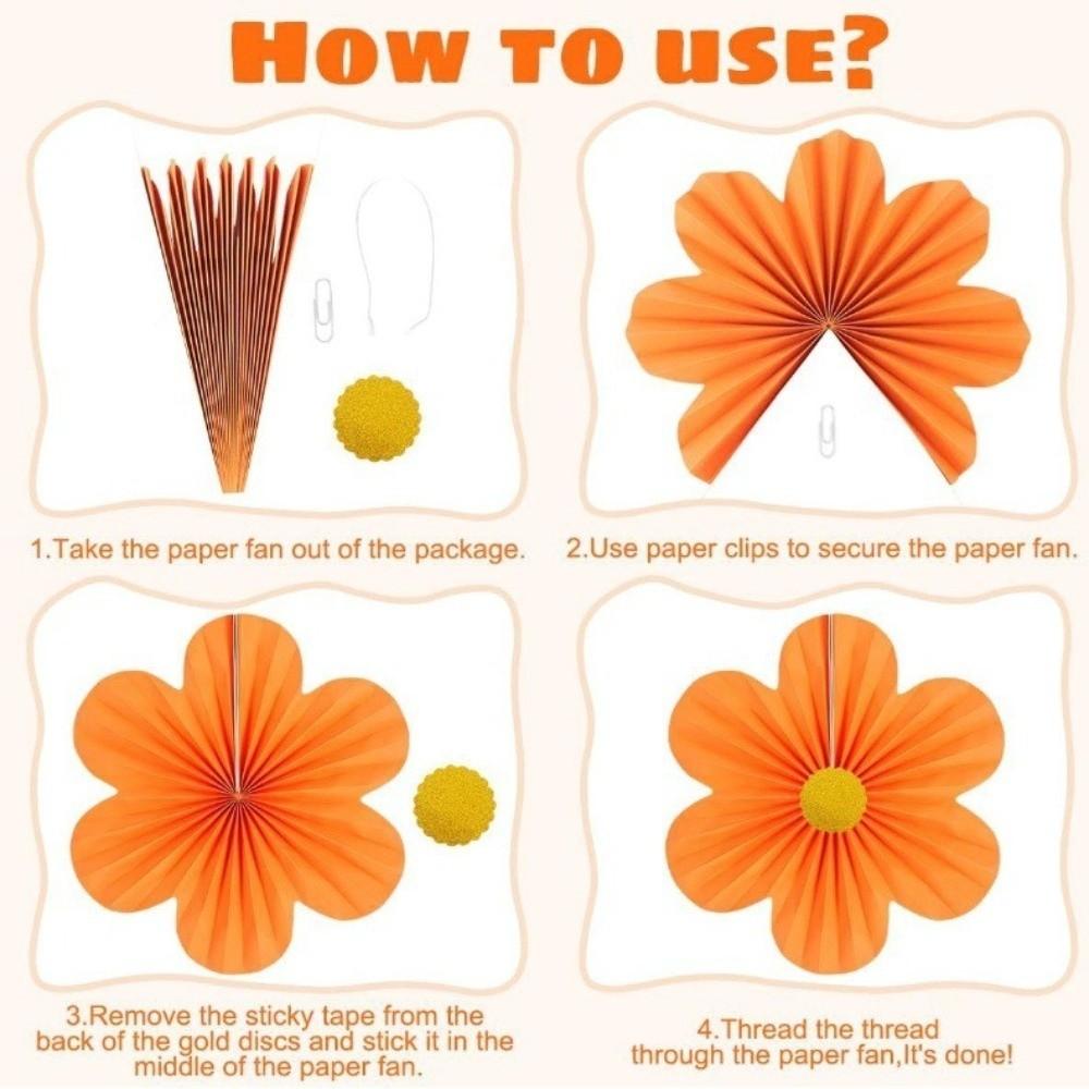 9Pcs/Set DIY Paper Fan Flower Pink Classroom Background  Birthday Baby Wedding Party Decoration