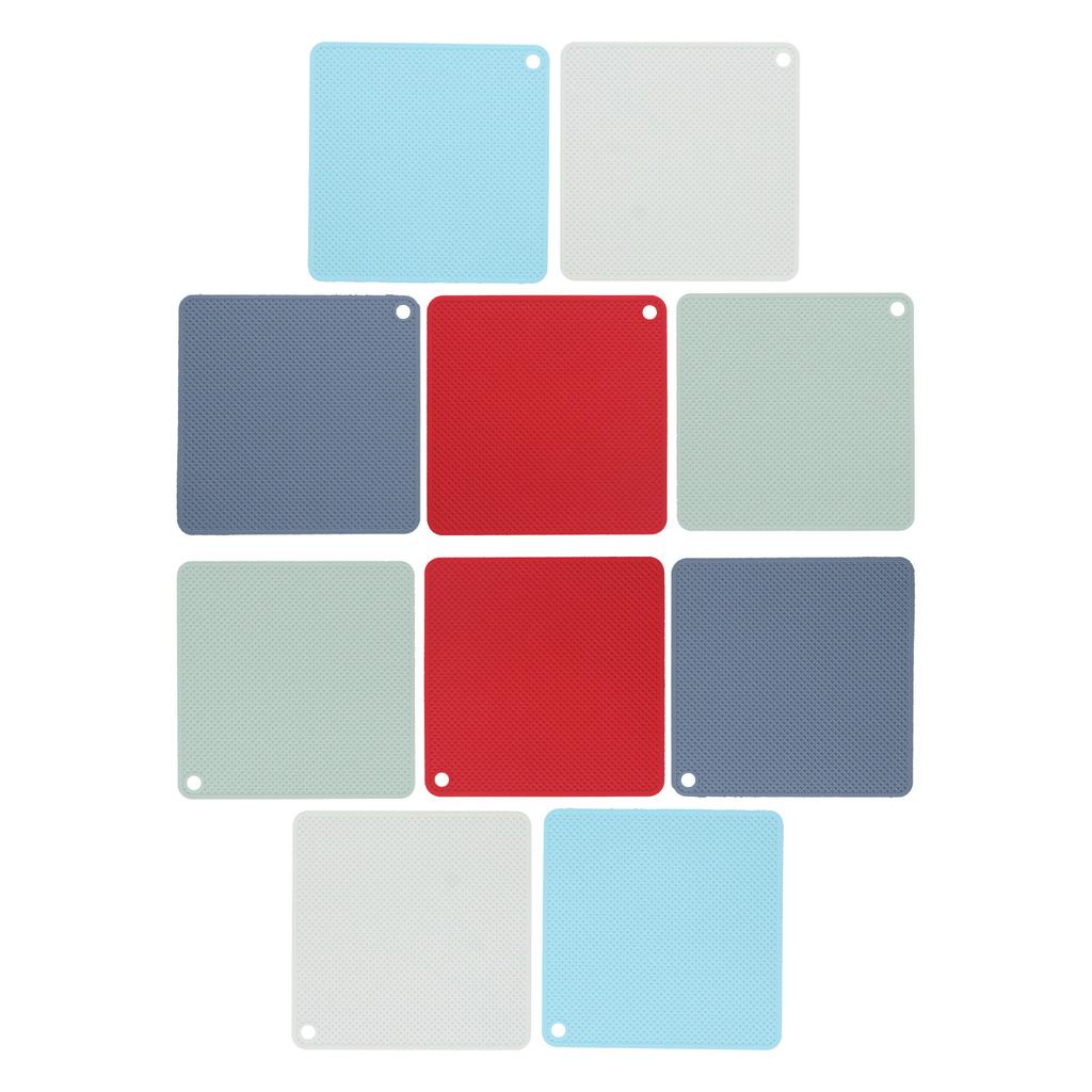 10pcs Silicone Heat Insulation Pad Square Anti Slip Tabletop Hot Cups Heat Resistant Pad Mats for Home 5 Colors