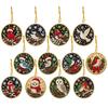 12pcs Christmas Hanging Ornaments Acrylic Board Rhinestone Decoration Set  Fireplace Wreath