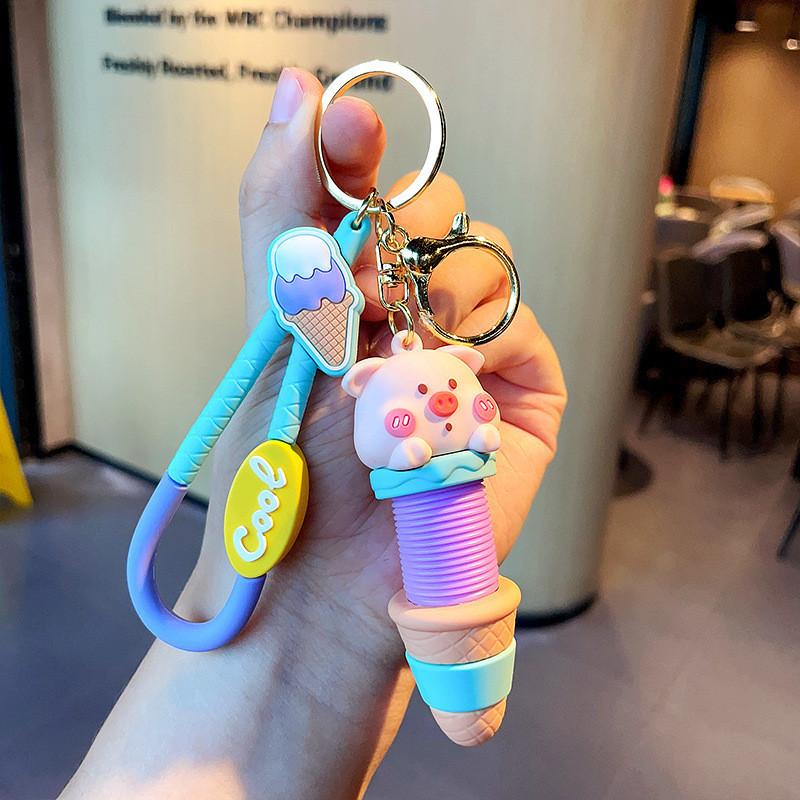 

Adorable Stress Relief Animal Keychain Charming Pvc Accessories For Bags And Cars розовый