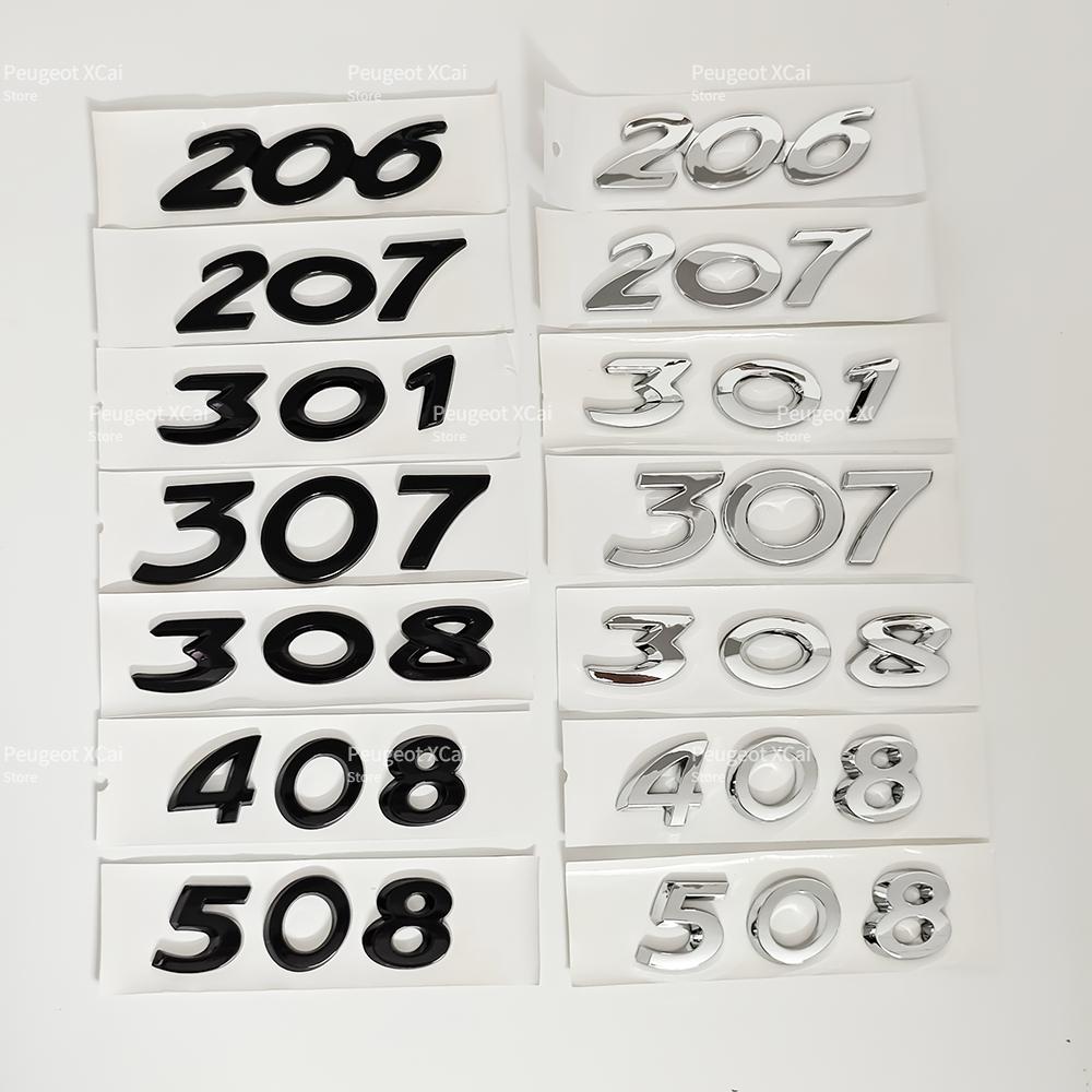 akpsw6 3D ABS Rear Trunk Emblem Badge Number Sticker for Peugeot 206 207 301 307 308 408 508 Car Accessories Comes with Back Glue