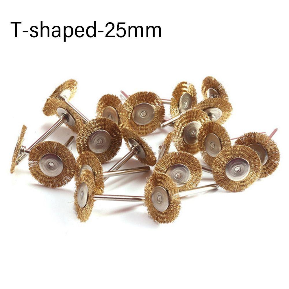 15Pcs/set Steel Wire Brass Mini Brush Rotary Tool for Dremel Drill Polishing Grinding Wheel T-shaped Small Brush Accessories