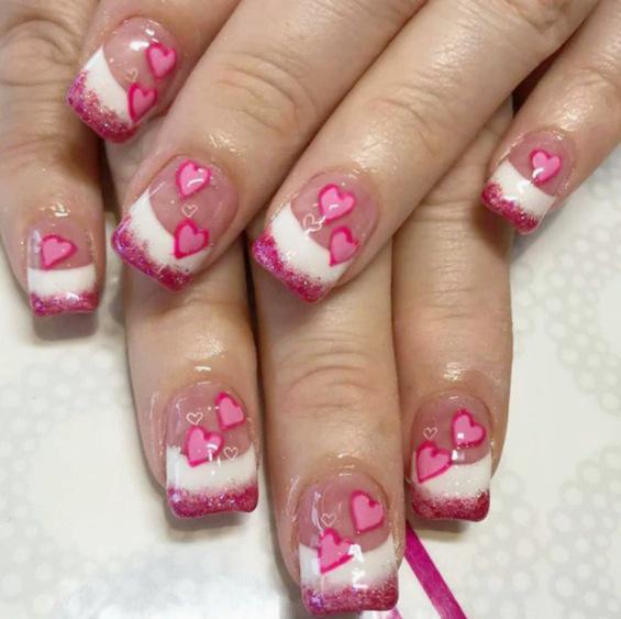 

Набор из 24 носимых французских типсов для ногтей с глиттером в форме сердца Yellow Jelly Glue + File (Temu/Tiktok Platforms)