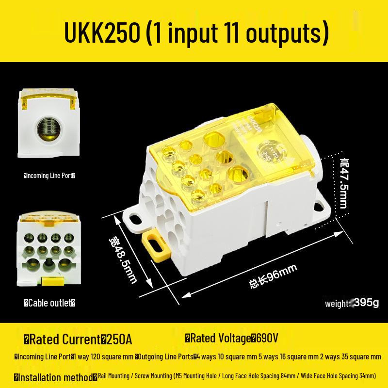 DIN Rail Multi-Out Terminal Block UKK80A-500A Neutral Blocks
