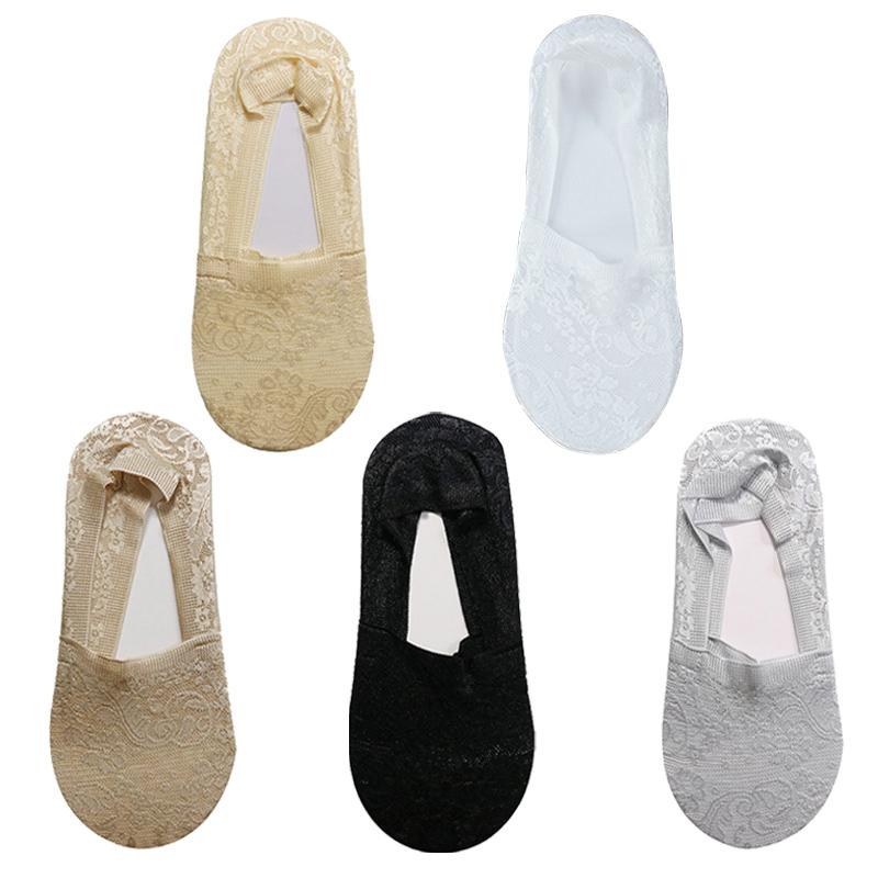 5 Pairs Women Sexy Lace Floral Socks Female Invisible Socks Boat Socks