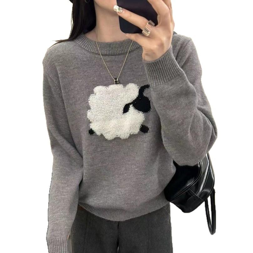 Women Autumn Winter Loose Knitted Sweater Soft Warm Long Sleeve Solid Color Casual Oversized Pullover Daily Streetwear Tops