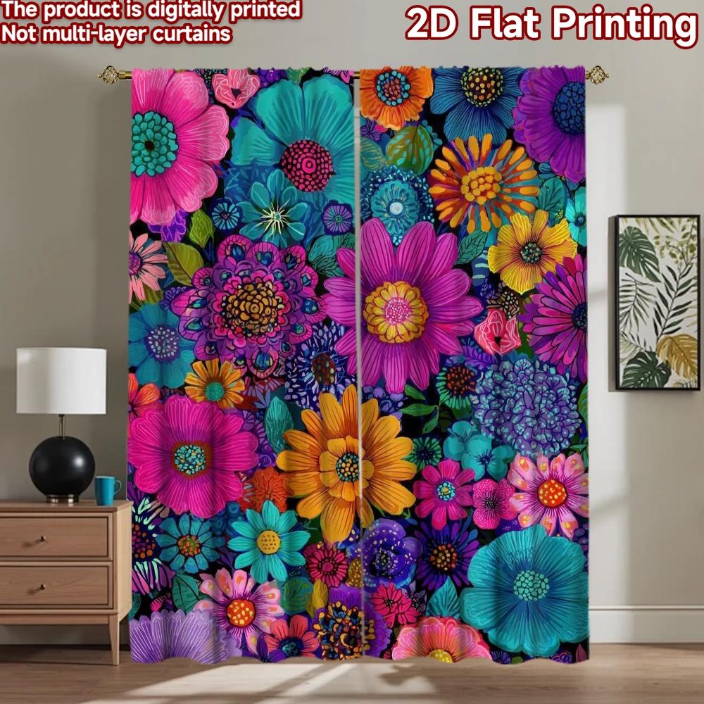 2D Flat Photography Backdrop Popular Background Cloth Colorful Floral Blooms (2) 100% Polyester Holiday Decorations Use for