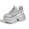 Platform Dad Shoes Women's Spring 2025 New Silver High-end Sports Trendy Shoes Versatile Breathable Inner Height-increasing Women's Shoes