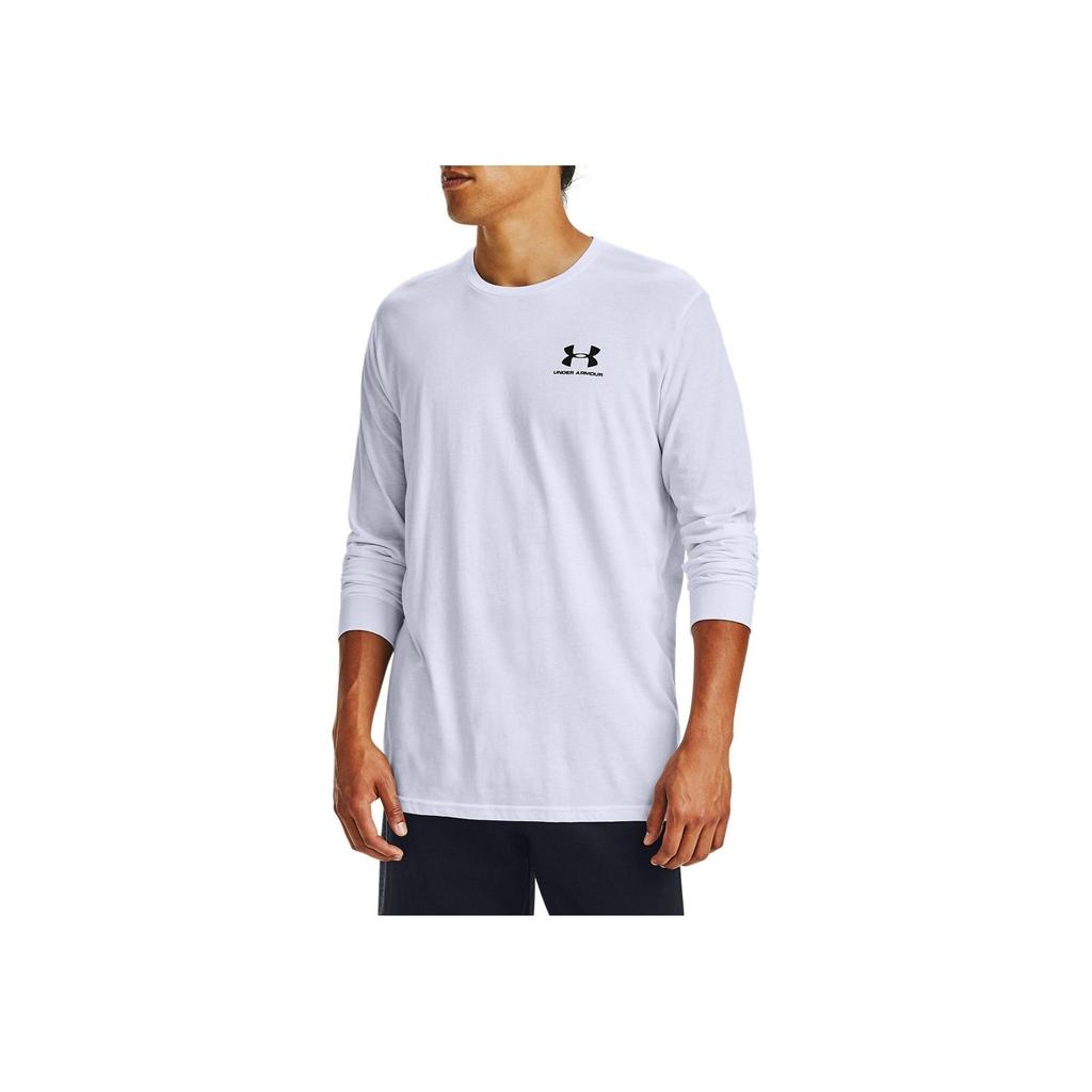 Under Armour Letter Print Crew Neck Training Long Sleeve T-Shirt Men Tops White 1329585-100