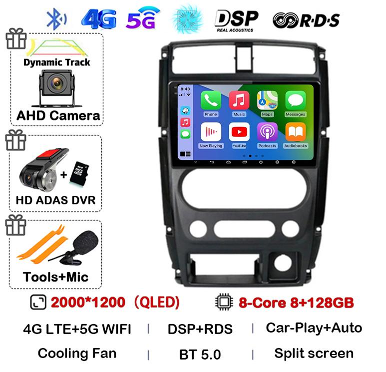 Android 14 Carplay Auto Car Radio For Suzuki Jimny 3 2005 - 2019 Multimedia Video Player Navigation GPS Stereo WIFI+4G Head Unit