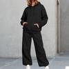 Women's Unisex Loose Fit Color Athletic Hoodie and Wide Leg Sweatpants Set